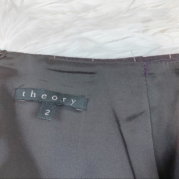 Theory Striped wool blend knee length pencil skirt in brown workwear - Picture 10 of 12